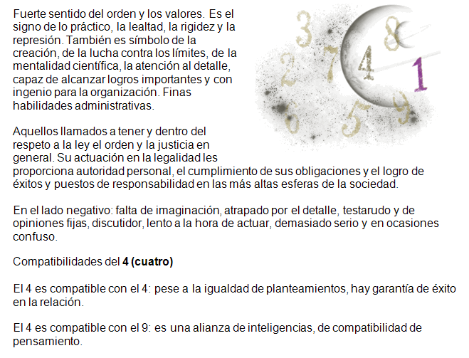 Numerología 4 Significado